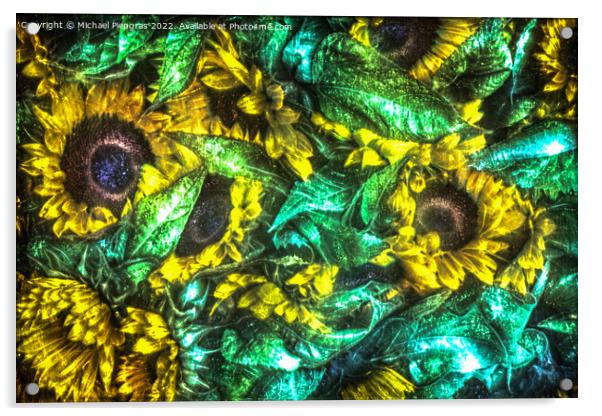 3D-Illustration of spring flowers with a high energy kirlian fie Acrylic by Michael Piepgras