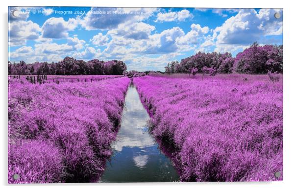 Colorful fantasy landscape in an asian purple infrared photo sty Acrylic by Michael Piepgras