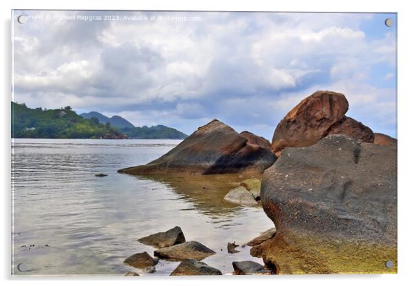 Beautiful rocks at the beaches of the tropical paradise island S Acrylic by Michael Piepgras