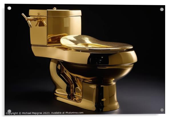 A luxurious toilet made of pure gold created with generative AI  Acrylic by Michael Piepgras