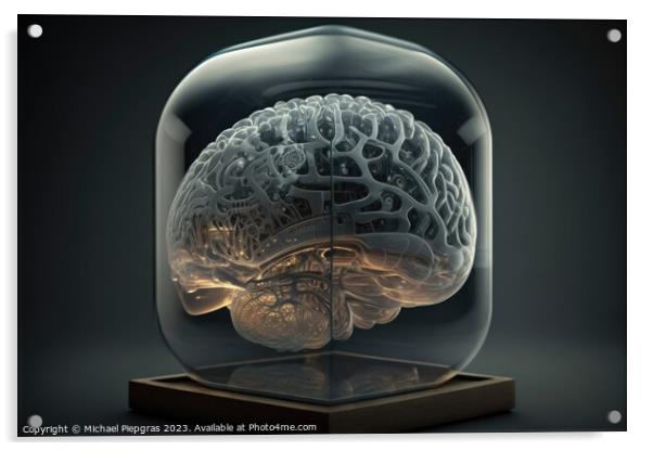 A transparent brain that calculates artificial intelligence crea Acrylic by Michael Piepgras