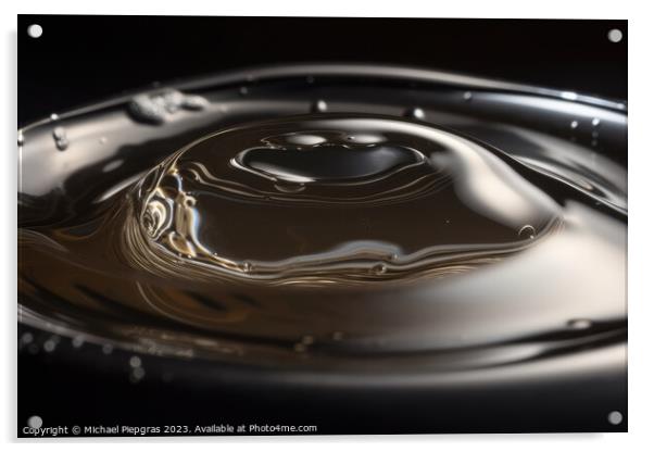 Surface of liquid mercury created with generative AI technology. Acrylic by Michael Piepgras