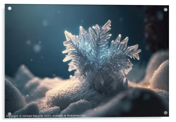 Very beautiful ice crystals in close-up against a soft winter ba Acrylic by Michael Piepgras