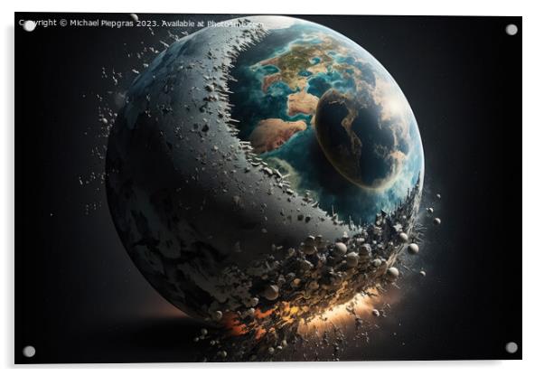 Planet Earth on a collision course with population growth create Acrylic by Michael Piepgras
