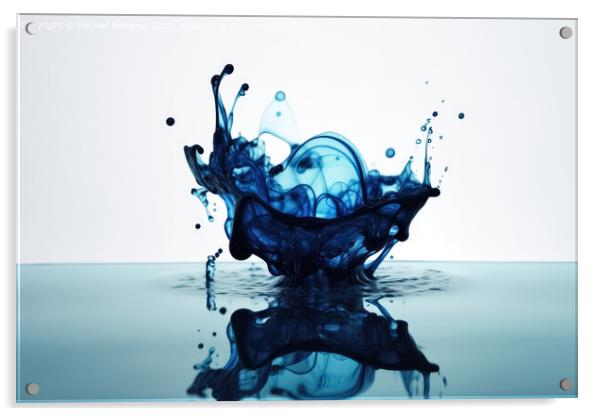 Blue ink dripping into water created with generative AI technolo Acrylic by Michael Piepgras