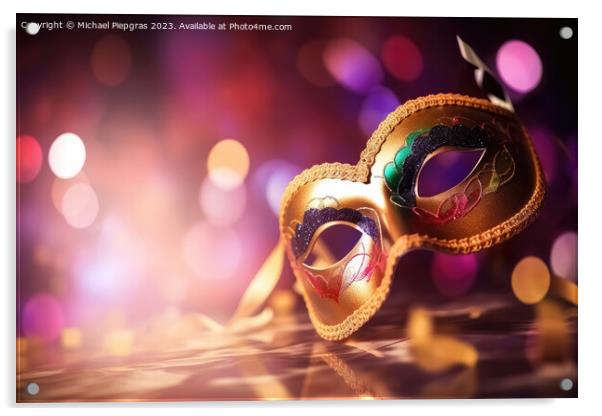 Venetian carnival mask with shiny lights and a defocused bokeh c Acrylic by Michael Piepgras