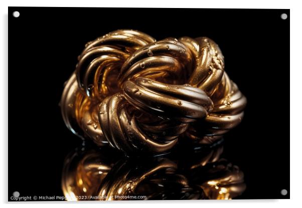 A knot made of gold created with generative AI technology. Acrylic by Michael Piepgras