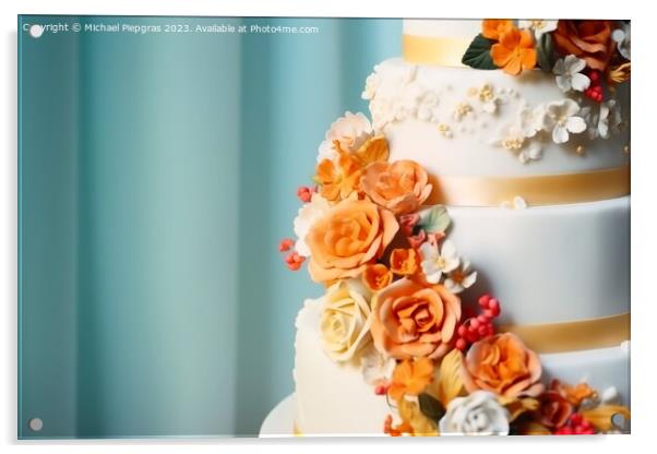 A multi-tiered wedding cake with lots of decoration created with Acrylic by Michael Piepgras