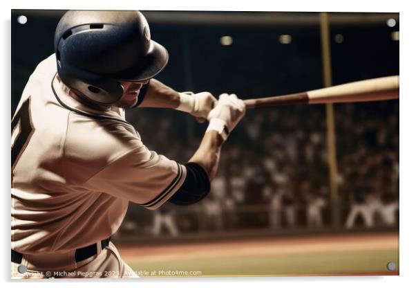 A Baseball player hitting a perfect home run created with genera Acrylic by Michael Piepgras