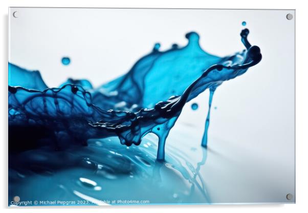 Blue ink dripping into water created with generative AI technolo Acrylic by Michael Piepgras