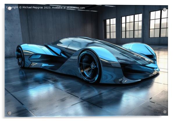 Futuristic luxury sports car created with generative AI technolo Acrylic by Michael Piepgras