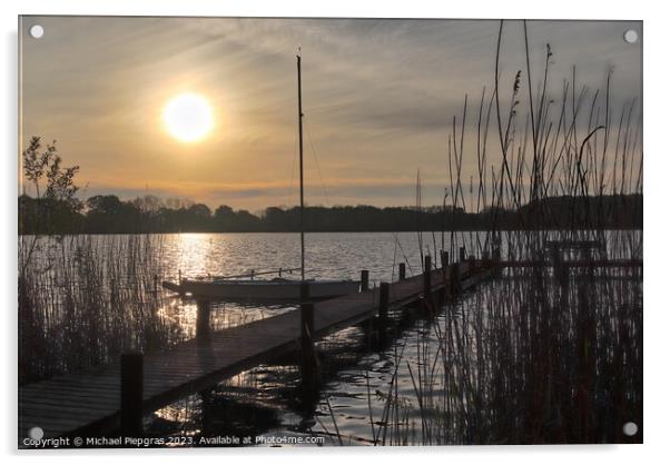 Beautiful sunset landscape at a small lake in northern Europe Acrylic by Michael Piepgras