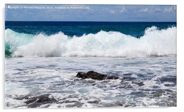 Stunning indian ocean waves at the beaches on the paradise islan Acrylic by Michael Piepgras