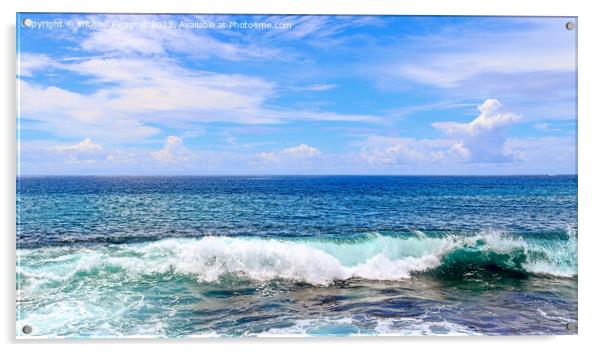 Stunning indian ocean waves at the beaches on the paradise islan Acrylic by Michael Piepgras