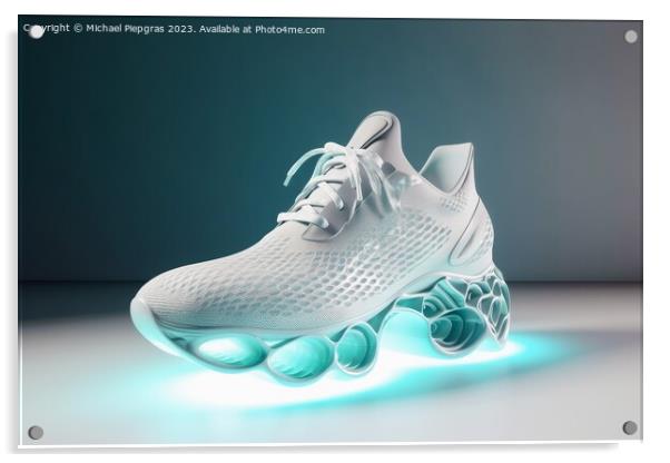 A futuristic sports shoe on a light background created with gene Acrylic by Michael Piepgras
