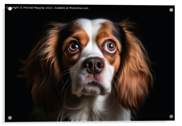 A portrait of a stunned dogs face with wide open eyes created wi Acrylic by Michael Piepgras