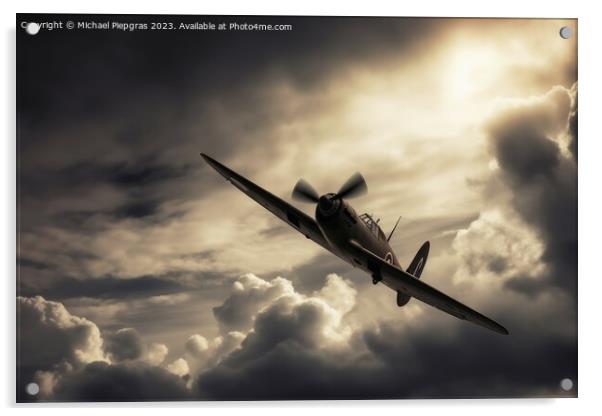 A second world war fighting plane in a dramatic sky created with Acrylic by Michael Piepgras