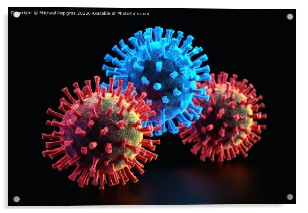 Corona virus macro shot of flu disease variant created with gene Acrylic by Michael Piepgras