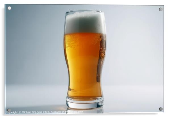 A big glass of beer on a white background created with generativ Acrylic by Michael Piepgras