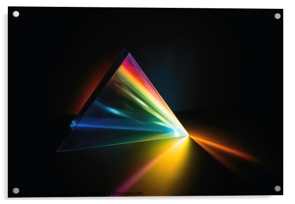 A prism dividing a lightbeam into the spectral colors created wi Acrylic by Michael Piepgras