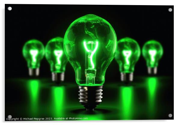 Green energy concept lightbulb created with generative AI techno Acrylic by Michael Piepgras