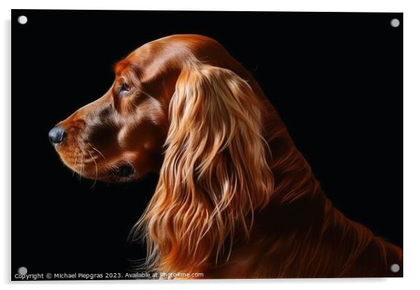 Portrait of a cute english cocker spaniel dog created with gener Acrylic by Michael Piepgras