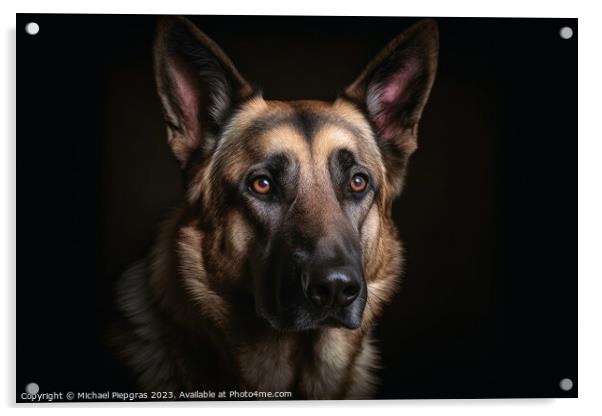 Portrait of a cute german shepherd dog created with generative A Acrylic by Michael Piepgras