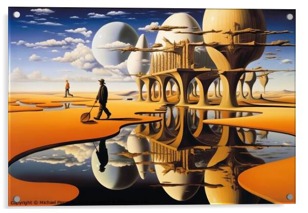 A surreal artwork of humans and landscapes created with generati Acrylic by Michael Piepgras