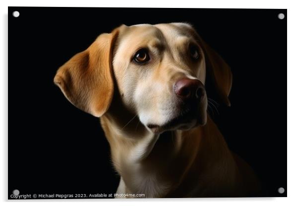 Portrait of a cute labrador dog created with generative AI techn Acrylic by Michael Piepgras