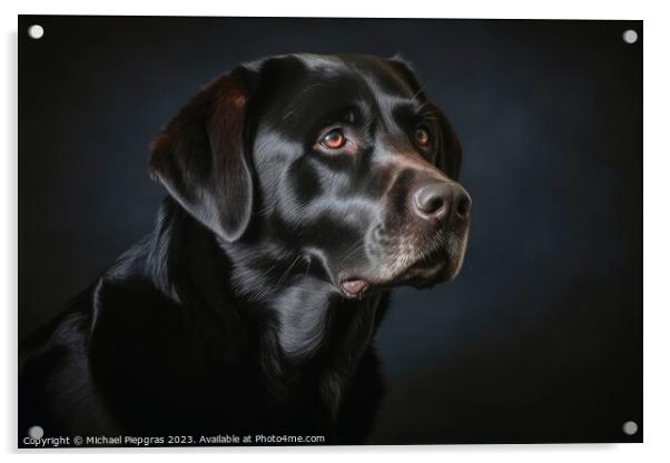 Portrait of a cute labrador dog created with generative AI techn Acrylic by Michael Piepgras