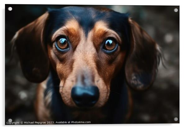 Portrait of a cute sausage dog with brown eyes created with gene Acrylic by Michael Piepgras