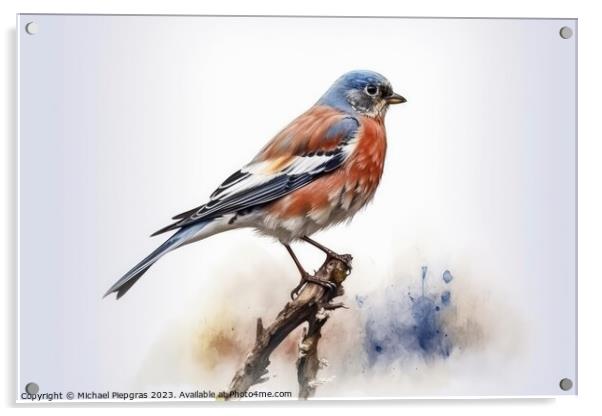 Watercolor linnet on a white background created with generative  Acrylic by Michael Piepgras