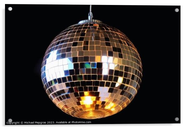 An 80s disco ball made of little mirrors created with generative Acrylic by Michael Piepgras