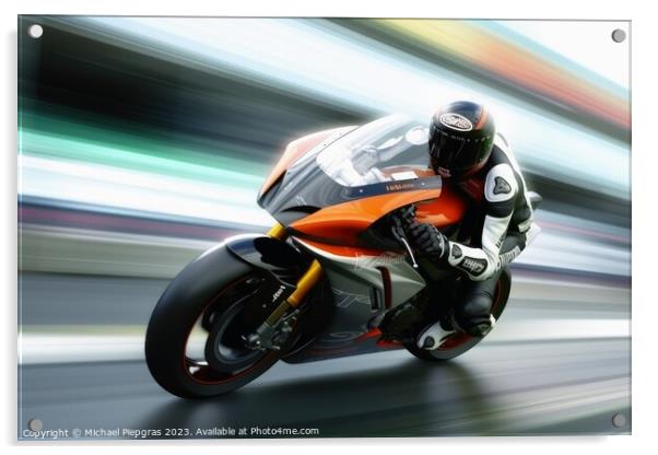 High speed concept of a motorcycle on a race track created with  Acrylic by Michael Piepgras