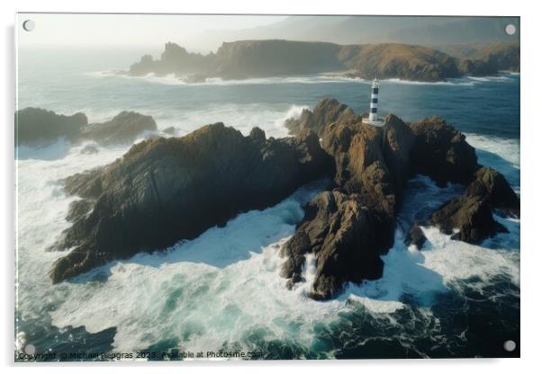 A beautiful shot of a lighthouse on a coastline. Acrylic by Michael Piepgras