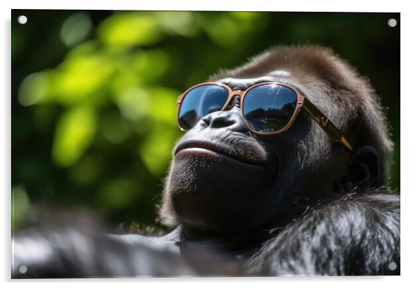 Gorilla chilling and having a good time. Acrylic by Michael Piepgras