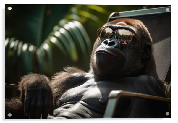 Gorilla chilling and having a good time. Acrylic by Michael Piepgras