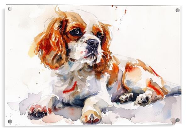 Watercolor of a cute dog on white. Acrylic by Michael Piepgras