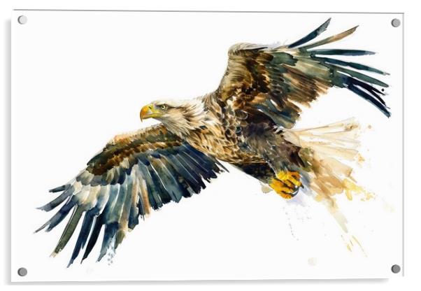 Watercolor of a sea eagle on white. Acrylic by Michael Piepgras