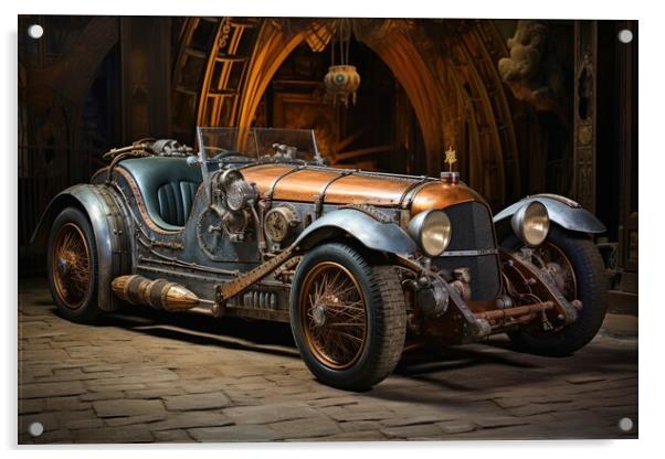 A beautiful steampunk sports car. Acrylic by Michael Piepgras