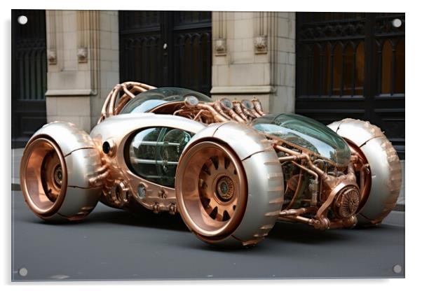 A beautiful steampunk sports car. Acrylic by Michael Piepgras