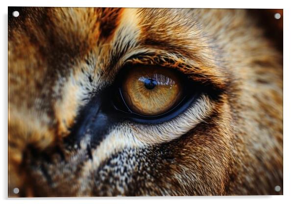 Close up of the eye of a male Lion. Acrylic by Michael Piepgras