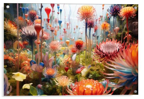 A beautiful fantasy garden made of neural flowers. Acrylic by Michael Piepgras