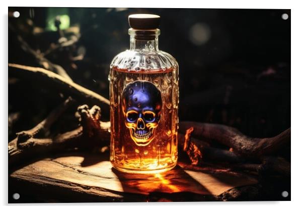 A bottle with a liquid and a poison symbol on it. Acrylic by Michael Piepgras