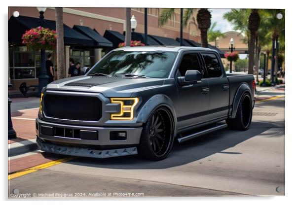 A modern pickup truck in perfect shape. Acrylic by Michael Piepgras