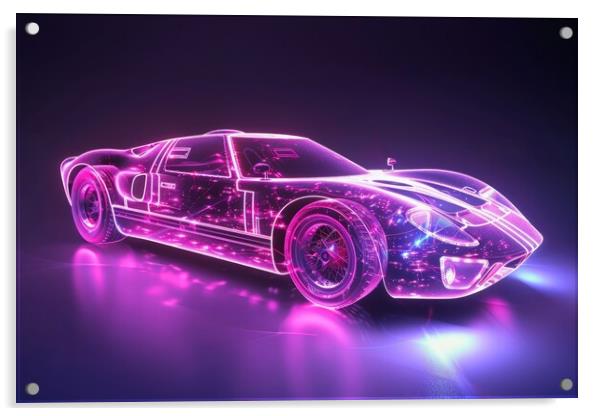 A glowing ethereal aura of a sportscar. Acrylic by Michael Piepgras