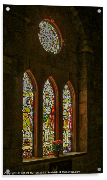 Stained Glass in Church Acrylic by Gilbert Hurree