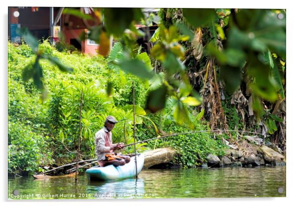Sri Lankan Fisherman's Solitude Acrylic by Gilbert Hurree