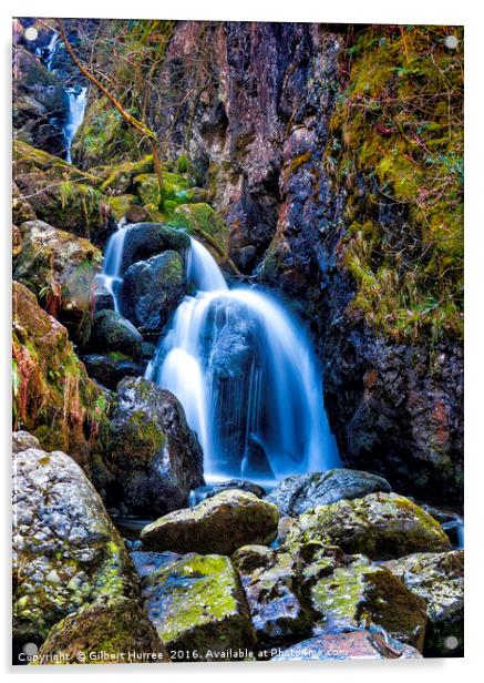 Enchanting Lodores Falls: Lake District's Gem Acrylic by Gilbert Hurree
