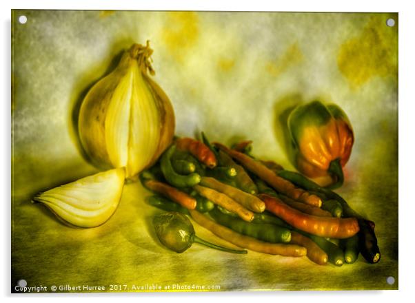 A Taste of Mauritius: Fiery Chillies Acrylic by Gilbert Hurree